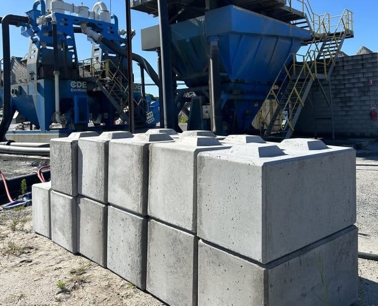 Precast concrete blocks used for Gold Coast pool landscaping construction.