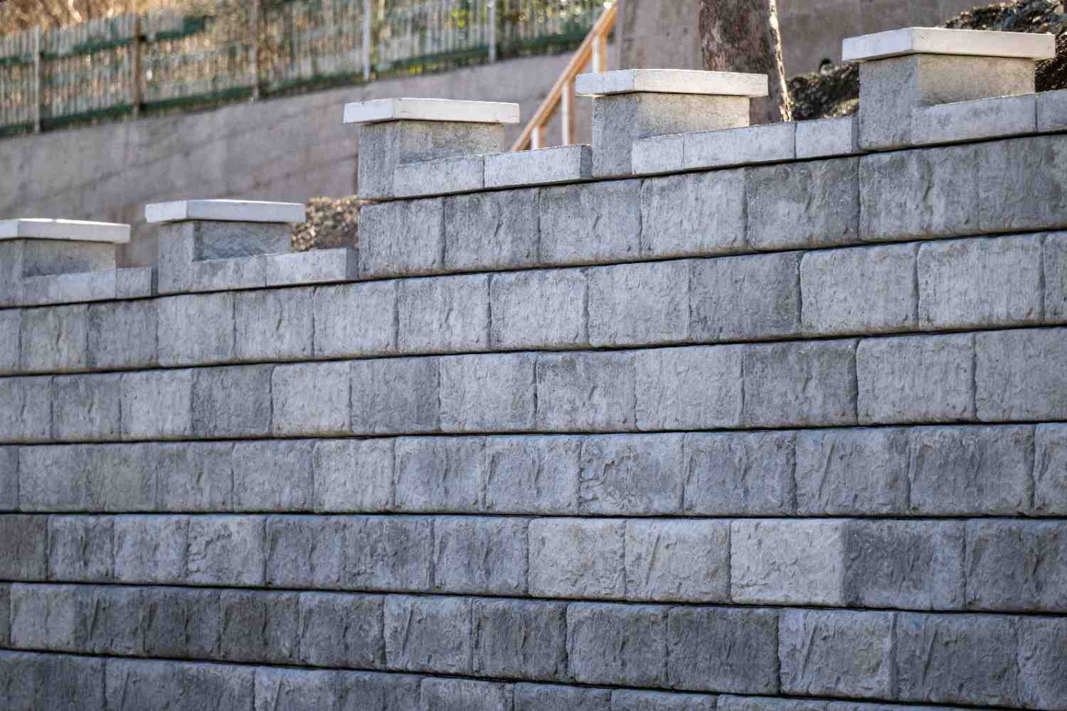 Finished segmental block retaining wall for a prepared retaining wall project on the Gold Coast.